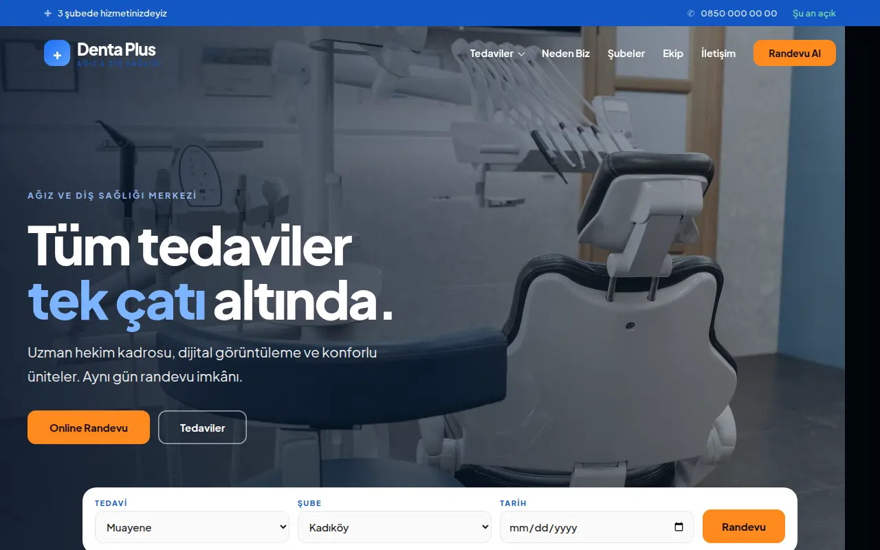 Modern Diş Kliniği Web Sitesi — Denta Plus Ağız ve Diş Sağlığı Merkezi